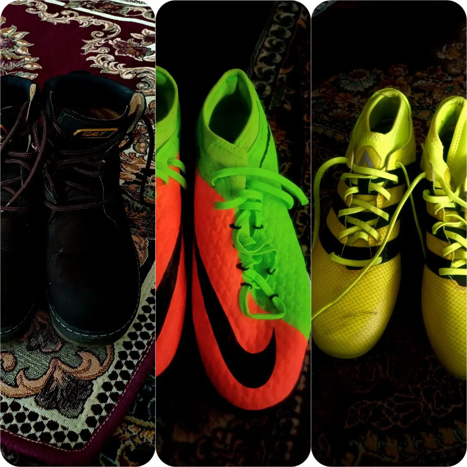 دو کفش ورزشی و یک پوتین|کیف، کفش، کمربند|مریوان, |دیوار