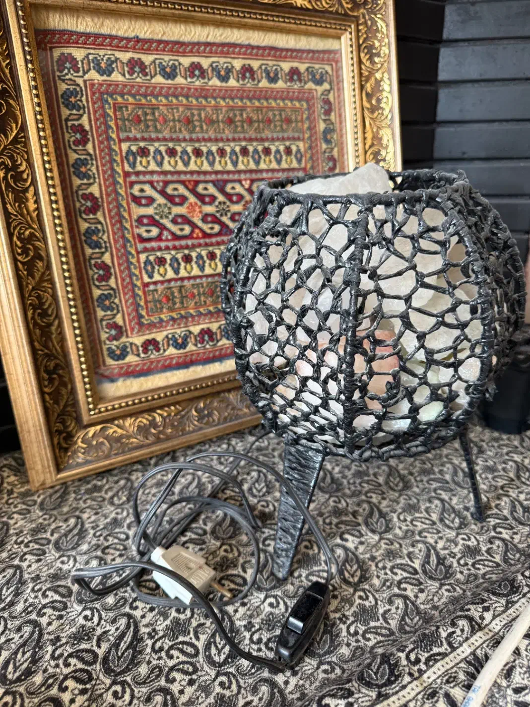 آباژور شیک با سنگ نمک|چراغ خواب و آباژور|مشهد, هنرستان|دیوار