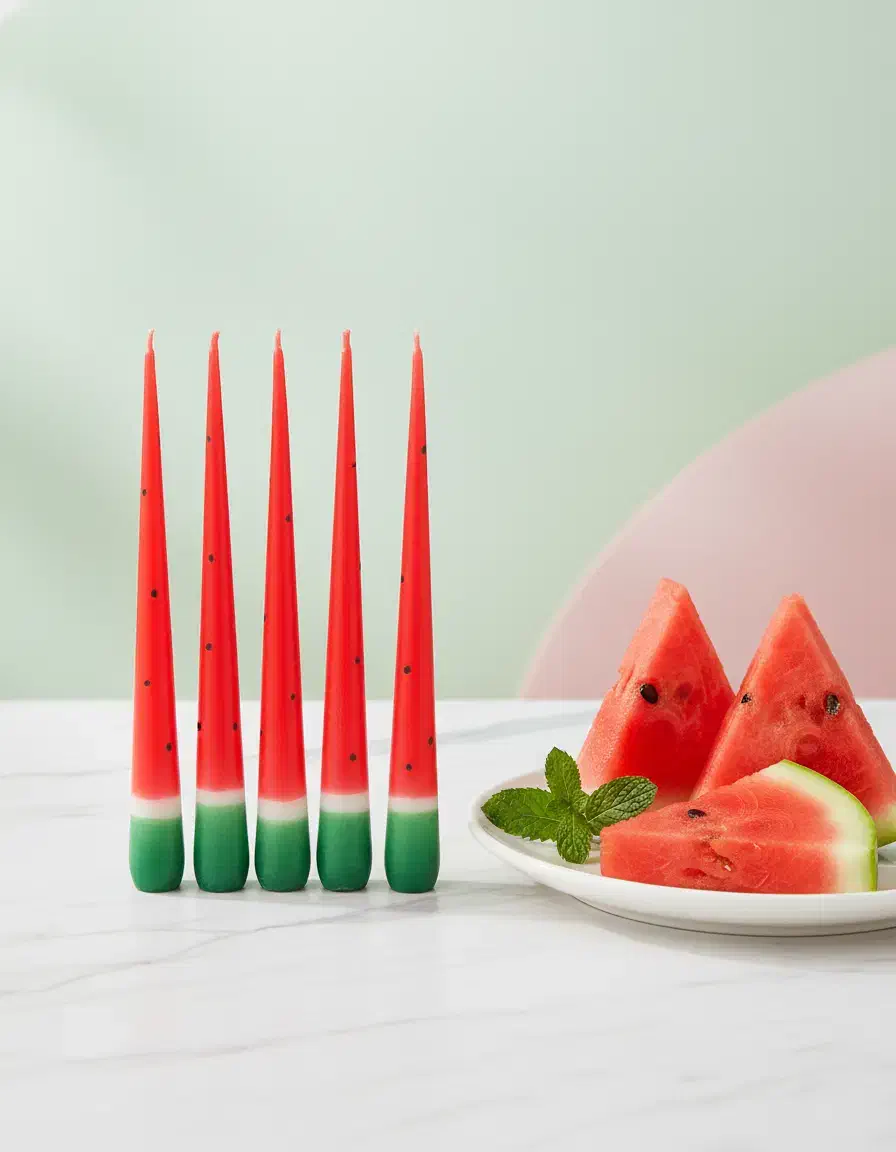 شمع قلمی هندوانه، قرمز و سبز|صنایع دستی و سایر لوازم تزئینی|سیرجان, |دیوار