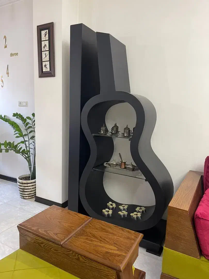 دکوری طرح گیتار|کتابخانه، شلف، قفسه‌های دیواری|ساری, |دیوار