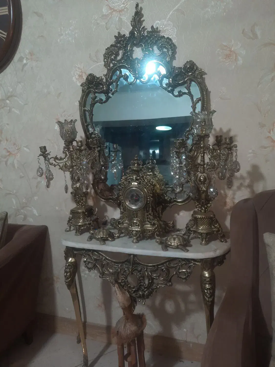 آینه و شمدان برنز قدیمی|آینه|فردیس, شهرک ارم|دیوار