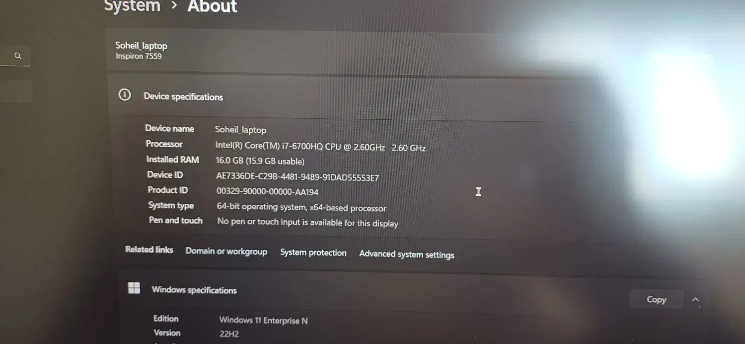 لپ تاپ دل inspiron 15-7559 corei7 16gb|رایانه همراه|اصفهان, کوی شهید کشوری|دیوار