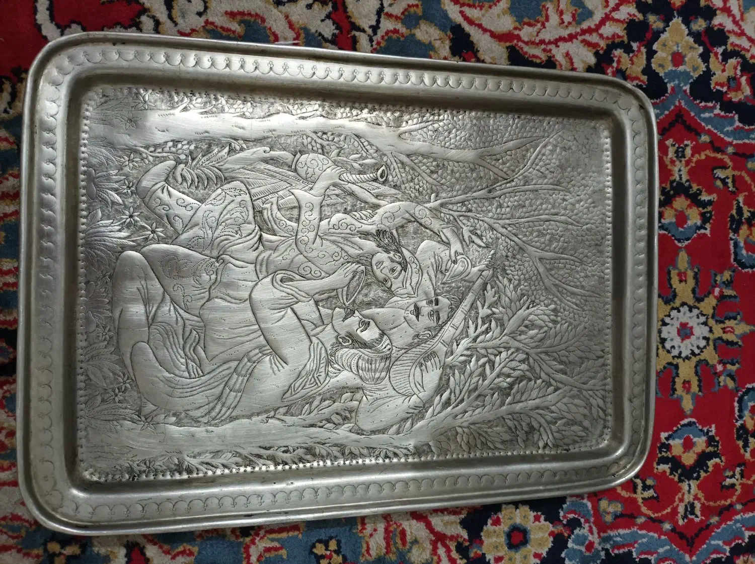 دو سینی ورشو قلمزنی بزرگ|کلکسیون و سرگرمی|بروجرد, |دیوار