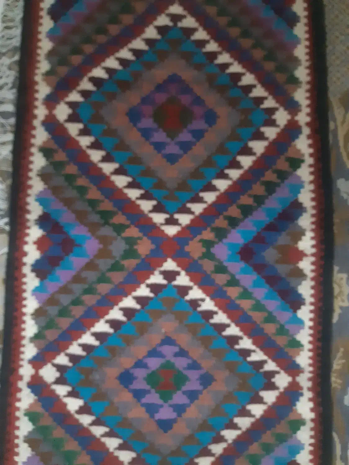 گلیم  دست باف|گلیم، جاجیم، گبه|رشت, ساغری سازان|دیوار