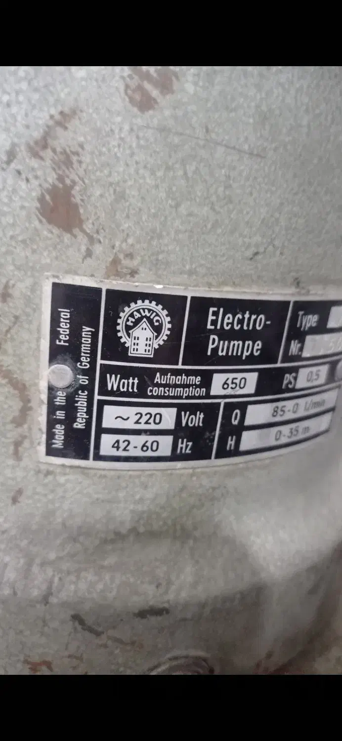 پمپ آب آلمانی قدیمی|مصالح و تجهیزات ساختمان|جعفرآباد, |دیوار