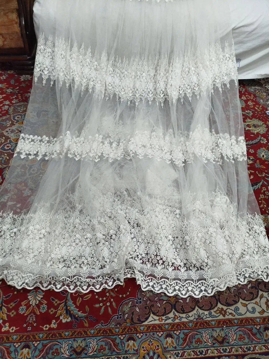 پرده  سه متری (پر چین)|پرده، رانر، رومیزی|سبزوار, گلشن|دیوار