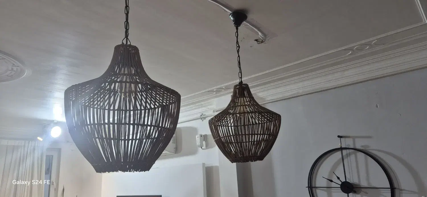 یک جفت لوستر حصیری|لوستر و چراغ آویز|بندر ماهشهر, |دیوار