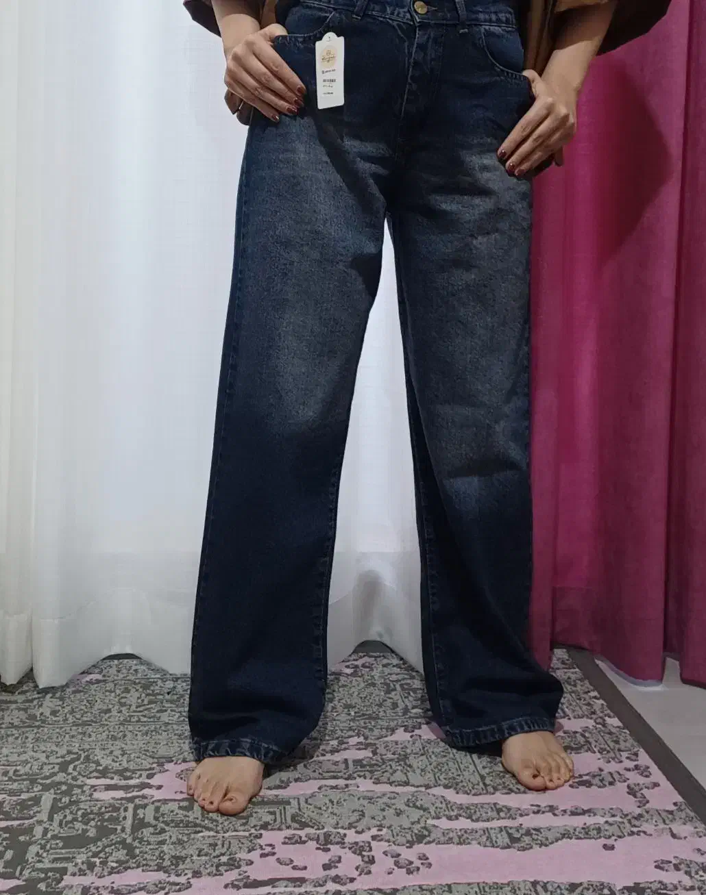 فروش شلوار نیم بگ جین آبی|لباس|چالوس, |دیوار
