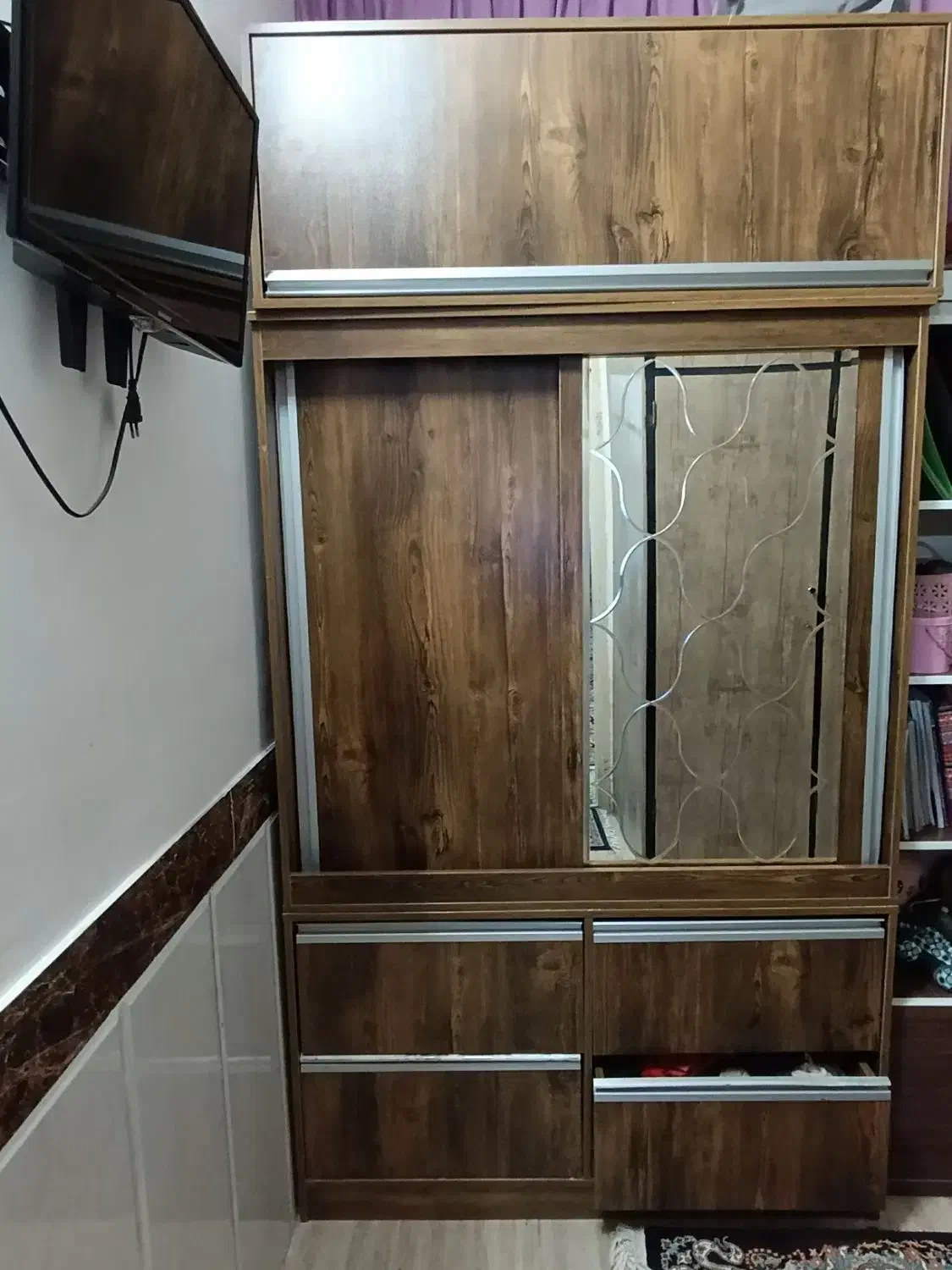 کمد سه تیکه و دراور آینه ای|جاکفشی، کمد، دراور|قرچک, مهدیه|دیوار