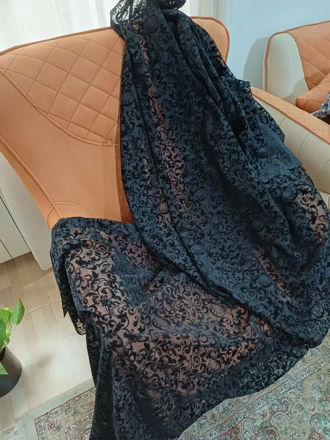 پارچه چادری حریر مجلسی مخمل ۴/۵|لباس|نوشهر, |دیوار