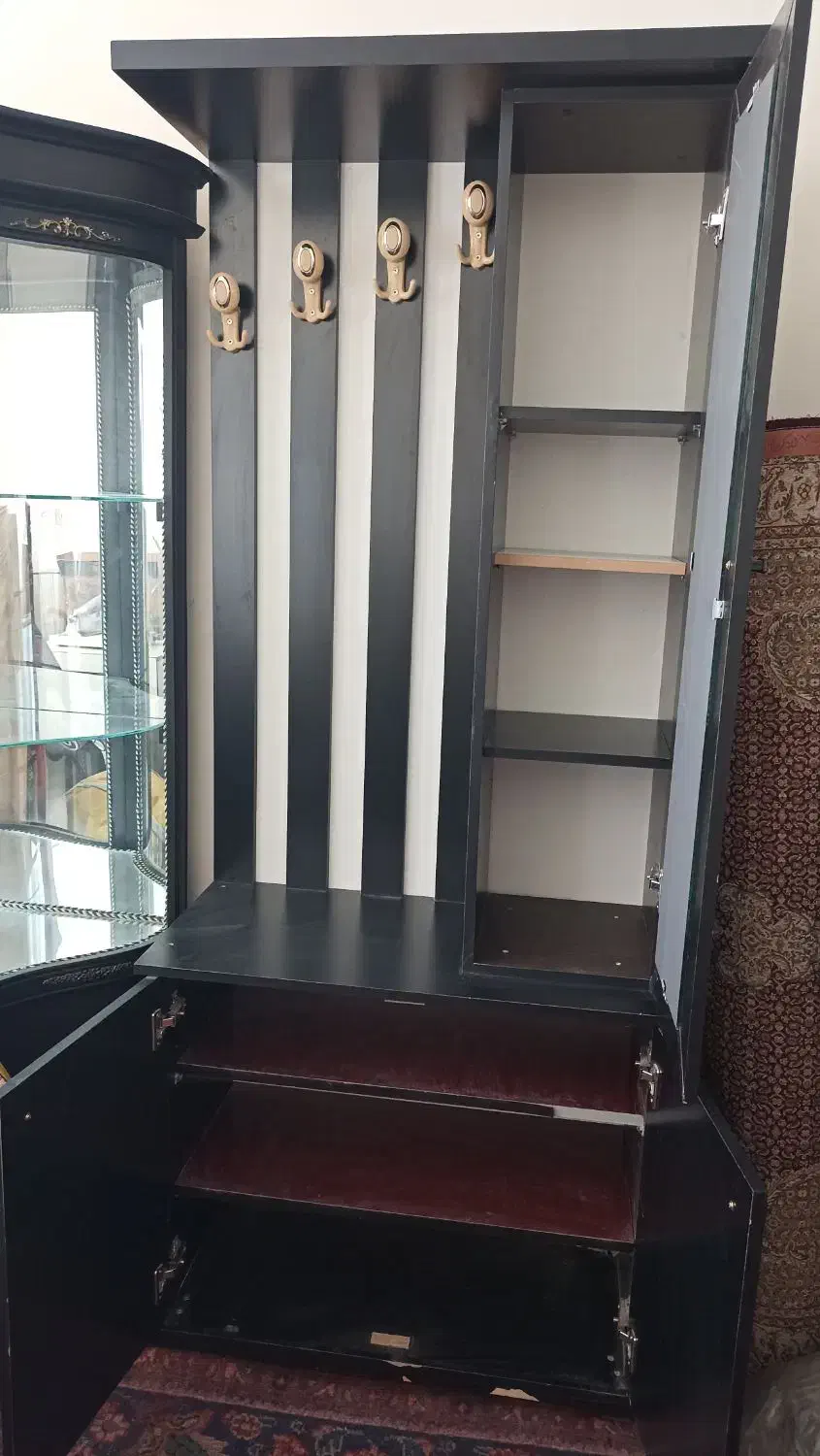 جاکفشی بزرگ با طراحی چند منظوره و درب آینه دار|جاکفشی، کمد، دراور|بازرگان, |دیوار