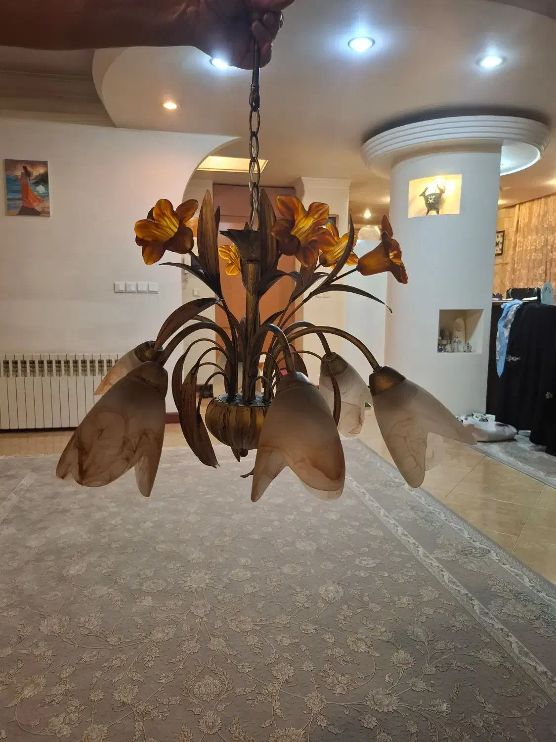 یک جفت لوستر شش شاخه فلزی کریستالی|لوستر و چراغ آویز|تهران, پونک|دیوار