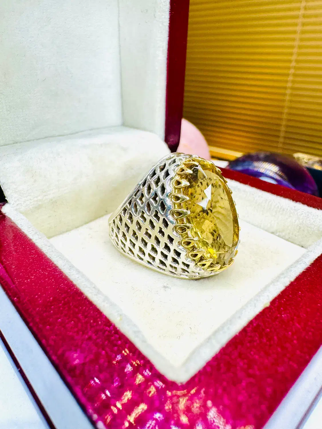 انگشتر فوق کلکسیونی گوهرسنگ سیترین کوارتز جواهری|بدلیجات|تبریز, |دیوار