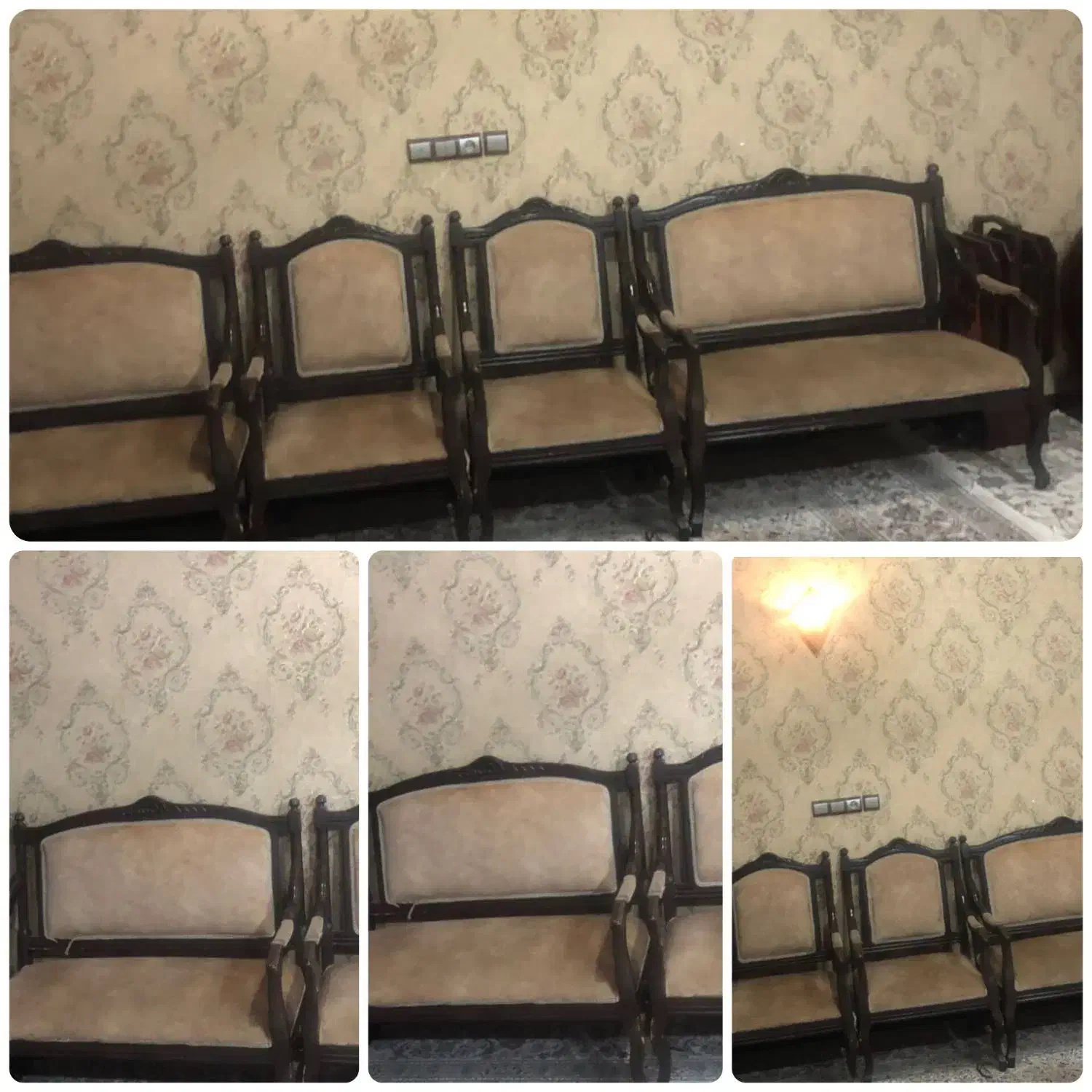 مبل چوبی اسفنج بازسازی شده|مبلمان خانگی و میز عسلی|نور, |دیوار