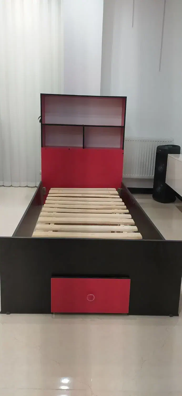 تختخواب تک نفره کتابخانه ی کشو دار|تخت و سرویس خواب|زنجان, |دیوار