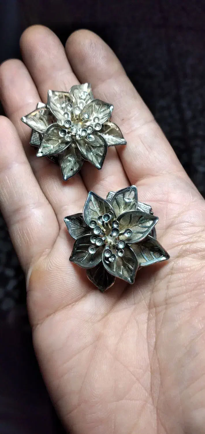 یک جفت گل سینه عطیقه قاجاری|کلکسیون اشیاء عتیقه|رشت, کاکتوس|دیوار