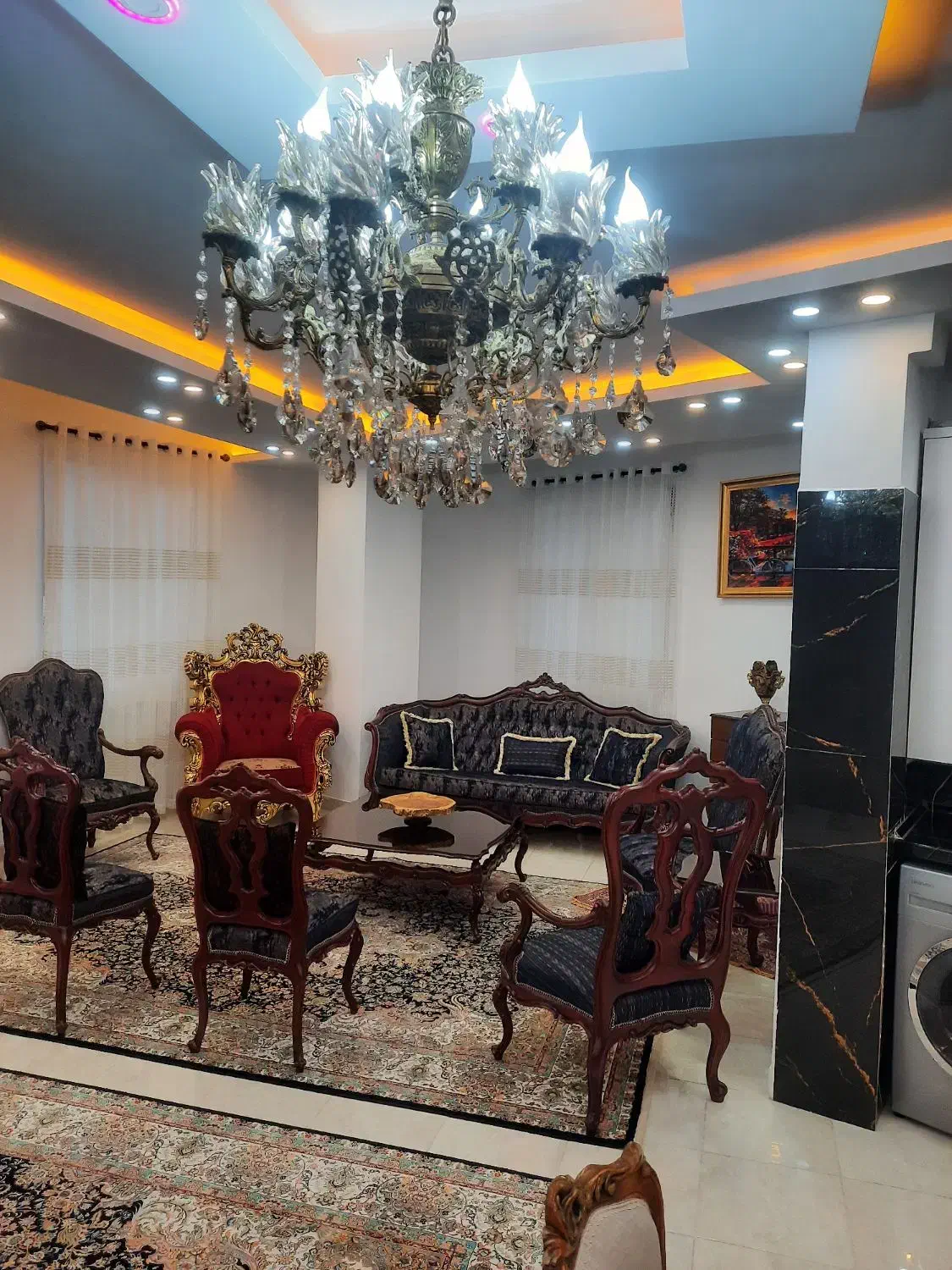 لوستر تمام برنجی و دیوار کوب درجه یک سالم ۲۱ شعله|لوستر و چراغ آویز|رودهن, |دیوار