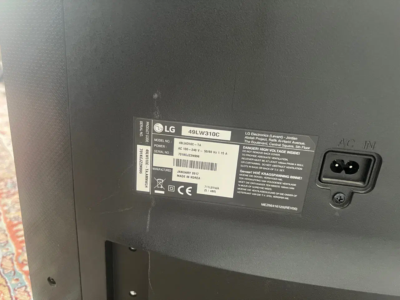 تلویزیون ال ای دی الجی ۴۹اینچ|تلویزیون و پروژکتور|ارومیه, |دیوار