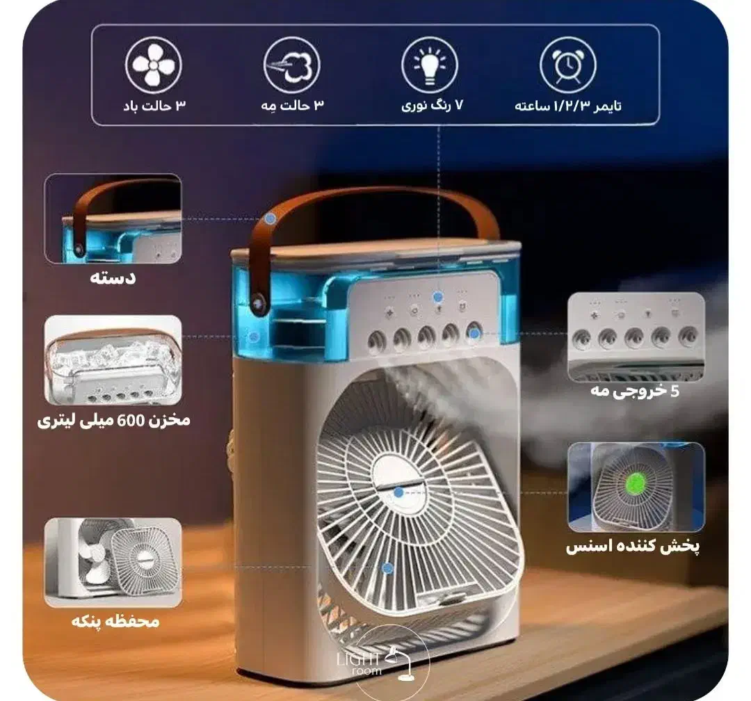 کولر مه پاش رو میزی|پنکه و تصفیه‌کنندهٔ هوا|قم, شهرک امام حسن|دیوار