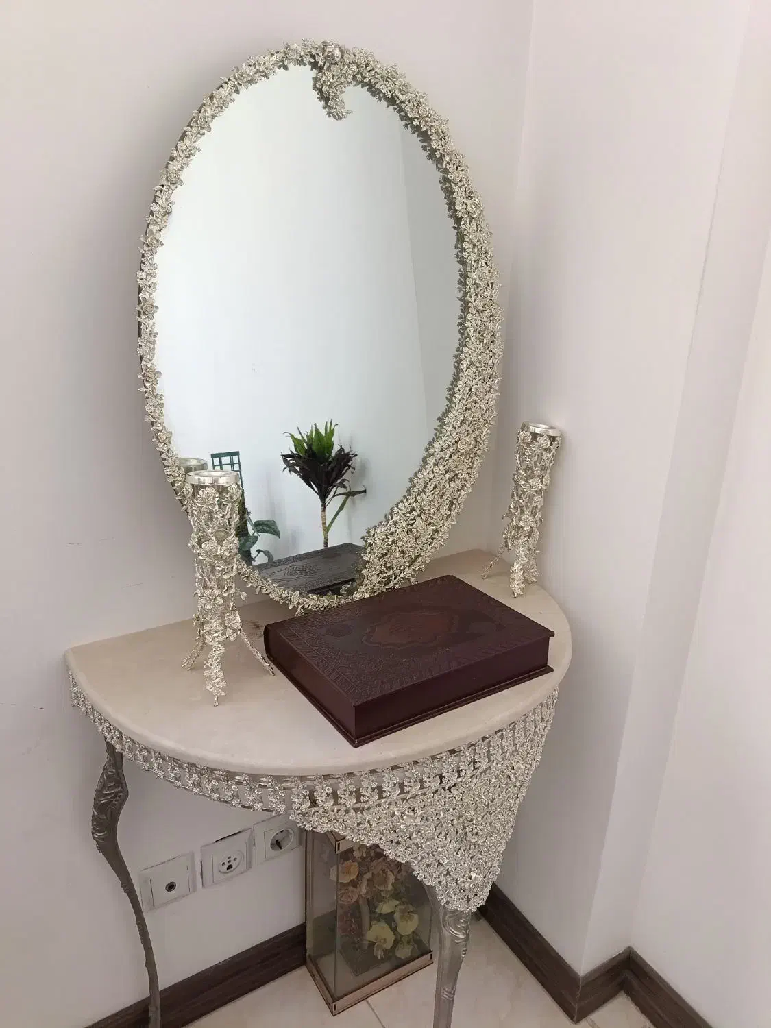 آینه شمعدان عروسی|آینه|یزد, |دیوار