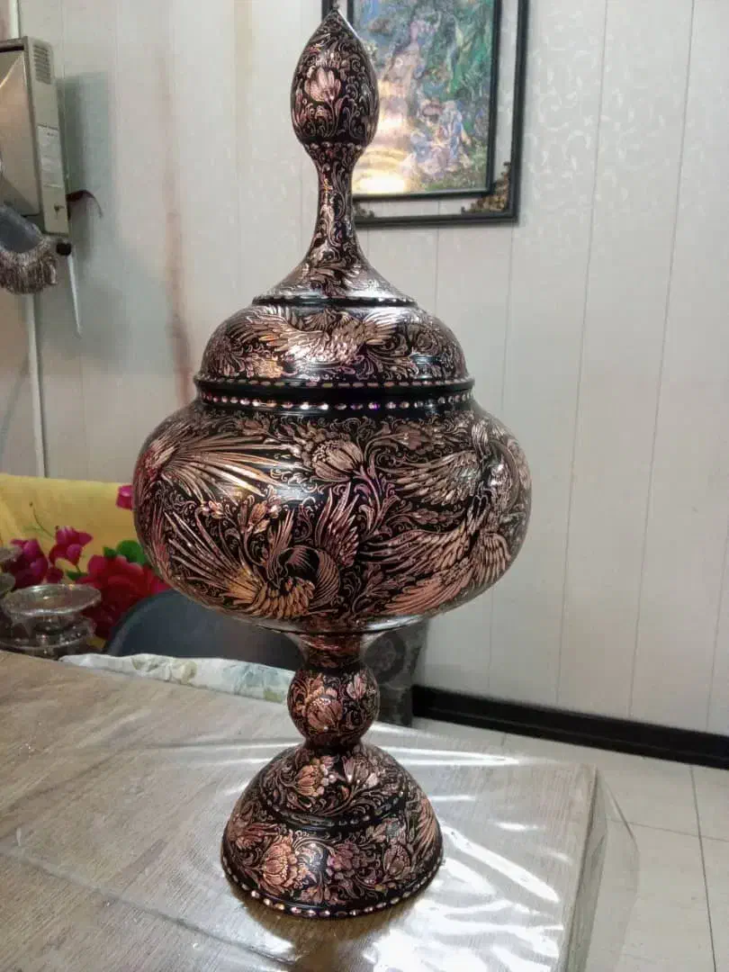 خدمات  حکاکی روی ظروف مسی  الماس تراش|صنایع دستی و سایر لوازم تزئینی|اصفهان, ارغوانیه|دیوار