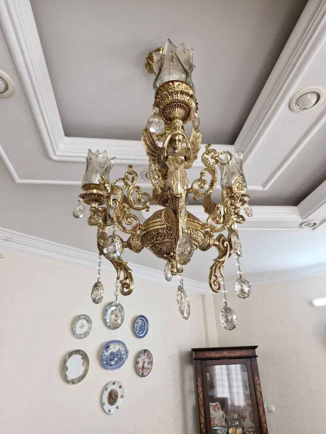 لوستر برنز فرشته ای|لوستر و چراغ آویز|مشهد, آبکوه|دیوار