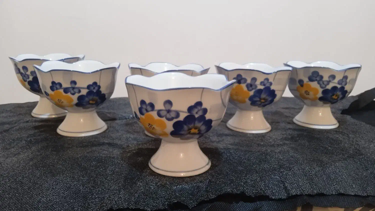 ظروف گل پنبه ای قدیمی شش عدد آنتیک|کلکسیون اشیاء عتیقه|ایذه, |دیوار