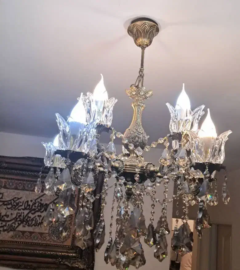 لوستر برنز ۵ شاخه ۱۰ شعله ۲ عدد|لوستر و چراغ آویز|سهند, |دیوار