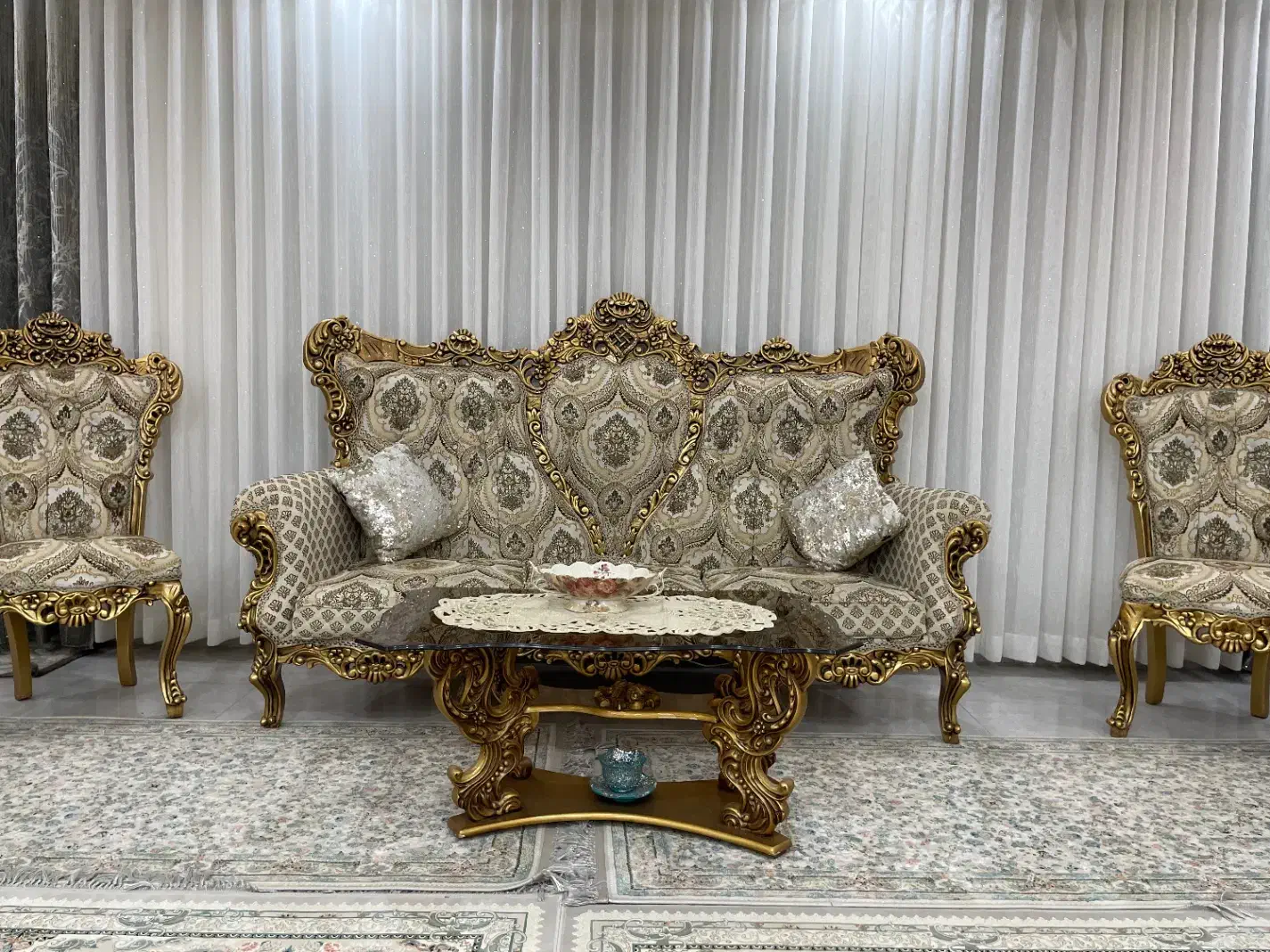 مبل سلطنتی ۹ نفره|مبلمان خانگی و میز عسلی|مریوان, |دیوار