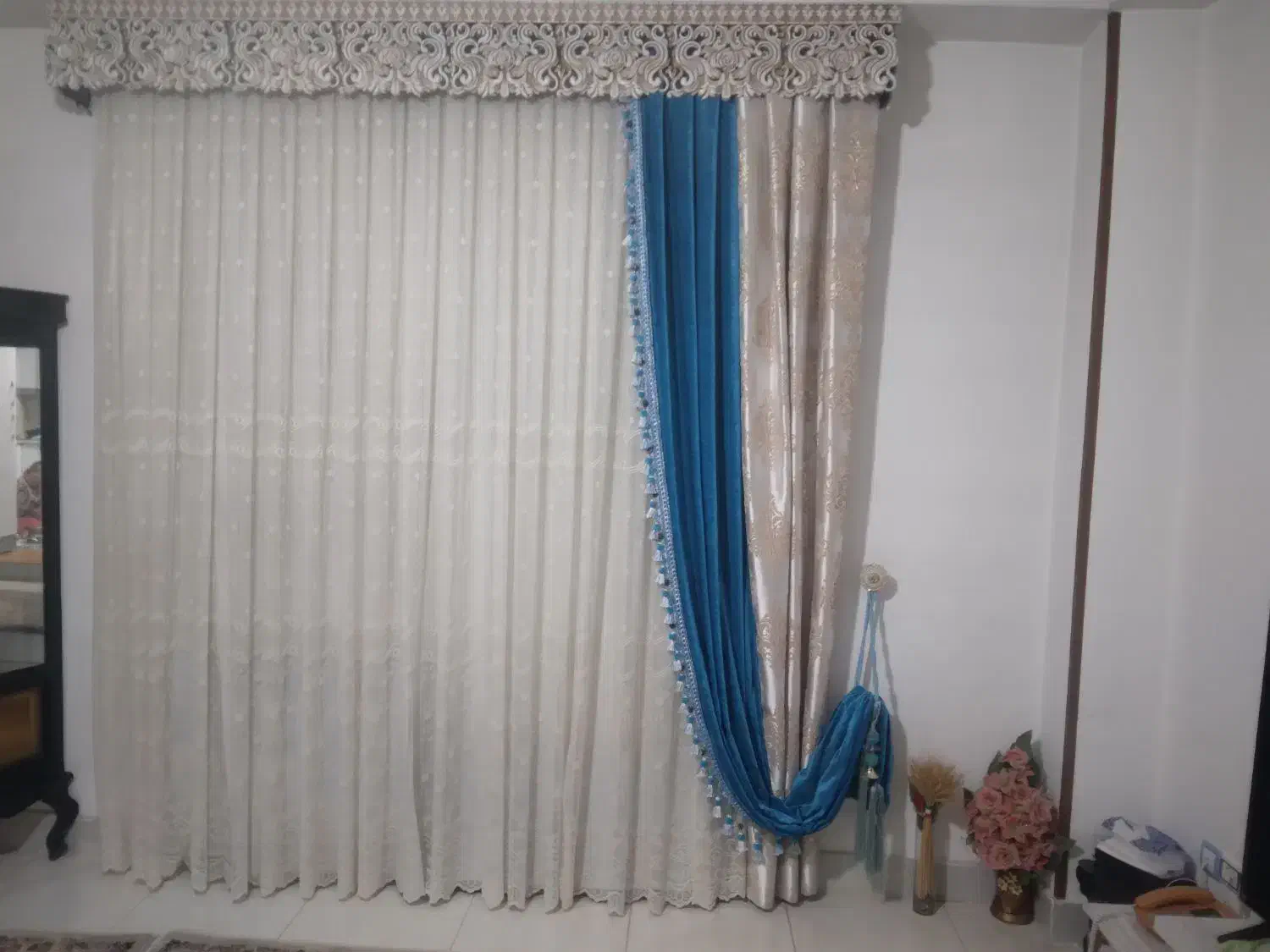 پرده پزیرایی ۲ عدد ۳تاهم پرده اتاق|پرده، رانر، رومیزی|محمدیه-قزوین, |دیوار