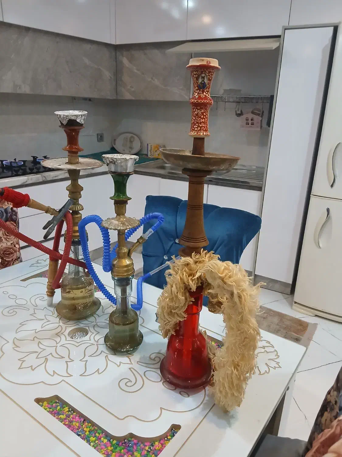 قلیان برنجی قدیمی با چوبی|کلکسیون و سرگرمی|کرج, حسن آباد|دیوار