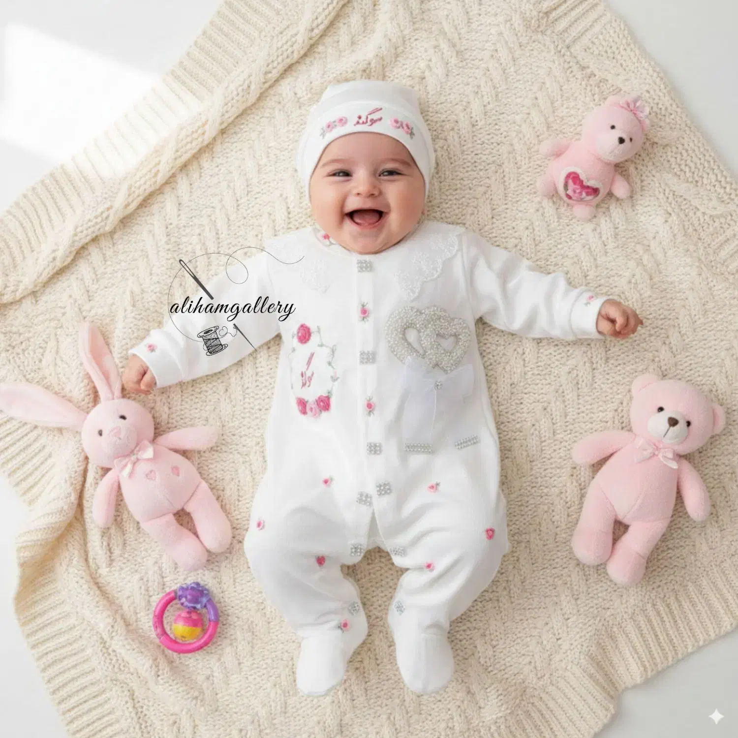 ست بیمارستانی نوزادی سیسمونی گلدوزی سرهمی و کلاه|کفش و لباس بچه|تهران, گمرک|دیوار