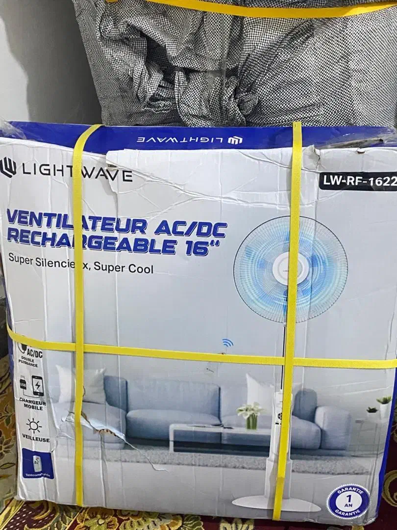 پنکه شارژی،light wave مدلlw-rf-1622|سایر لوازم برقی|بهبهان, |دیوار