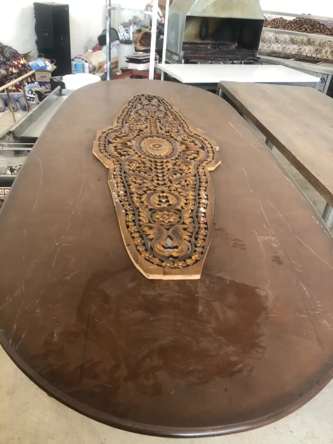 میز ناهار خوری بزرگ ۱۴ نفره و ۸ نفره(منبت کاری شده|میز و صندلی غذاخوری|تبریز, |دیوار