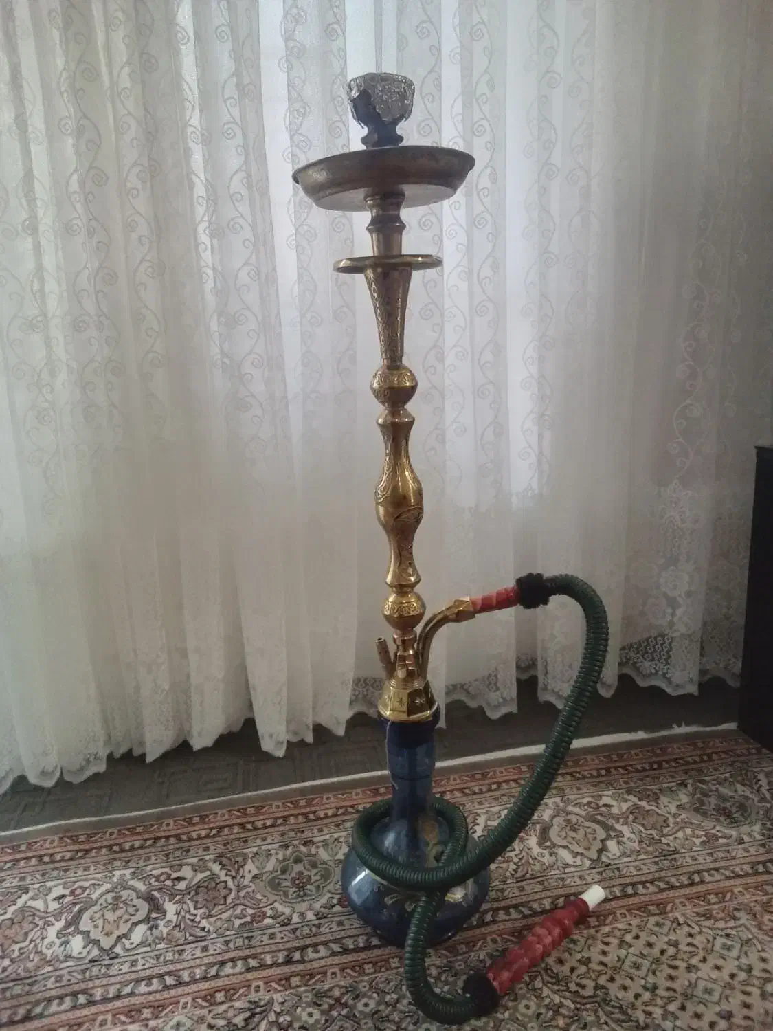 قلیان برنزی باشیشه قدیمی|کلکسیون اشیاء عتیقه|اردبیل, |دیوار