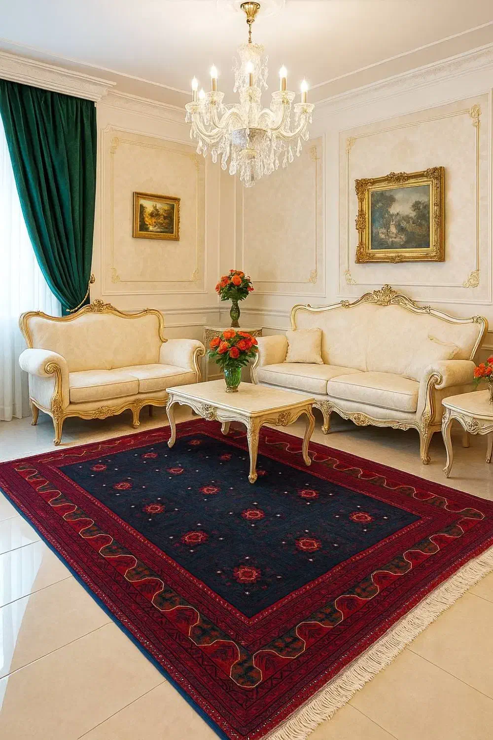 فرش دستباف (بساک)کرک افغان باف ریز ظریف|فرش|مشکیندشت, |دیوار