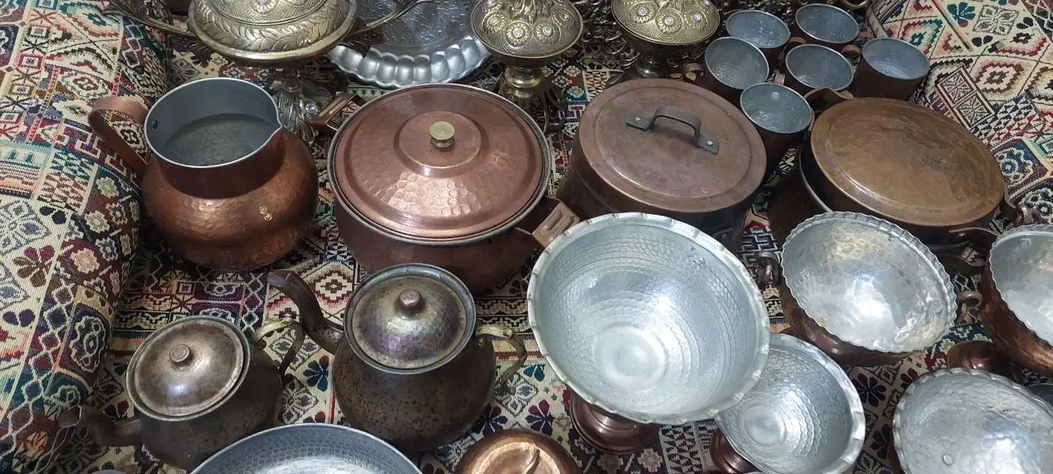 ظروف مسی برنجی|کلکسیون اشیاء عتیقه|ری, منصوریه منگل|دیوار