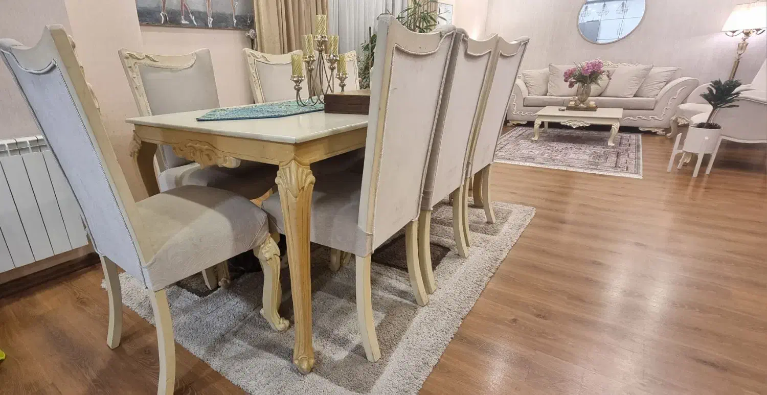 مبلمان و نهارخوری ۸ نفره و میز عسلی و جلو مبلی|مبلمان خانگی و میز عسلی|رشت, کاکتوس|دیوار