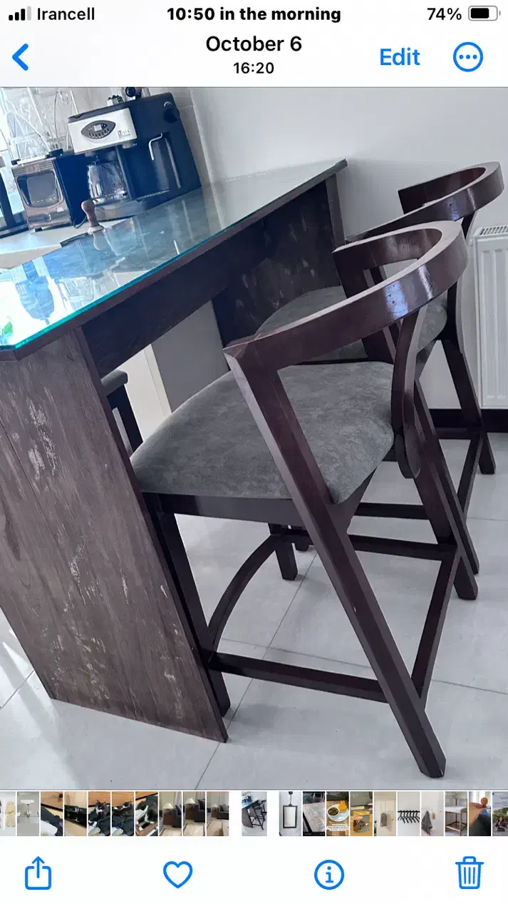 کانتر و سه عدد صندلی اوپن|صندلی و نیمکت|بابل, |دیوار