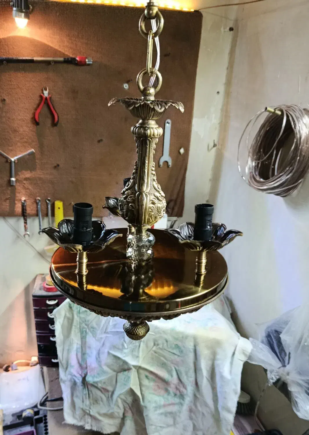 لوستر فانوسی تمام برنزی|لوستر و چراغ آویز|تبریز, |دیوار