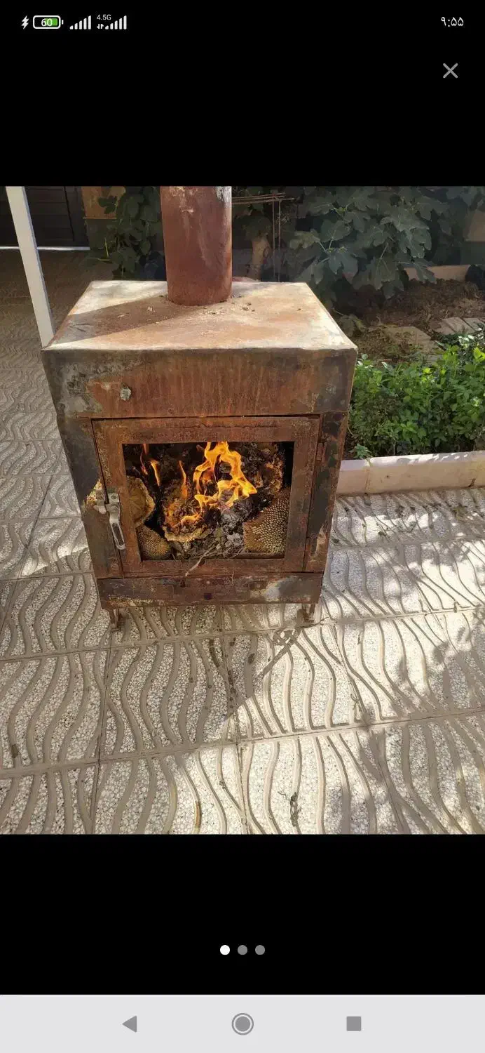 بخاری هیزمی با ورق واسکلت قوطی|بخاری، هیتر، شومینه|بسطام, |دیوار