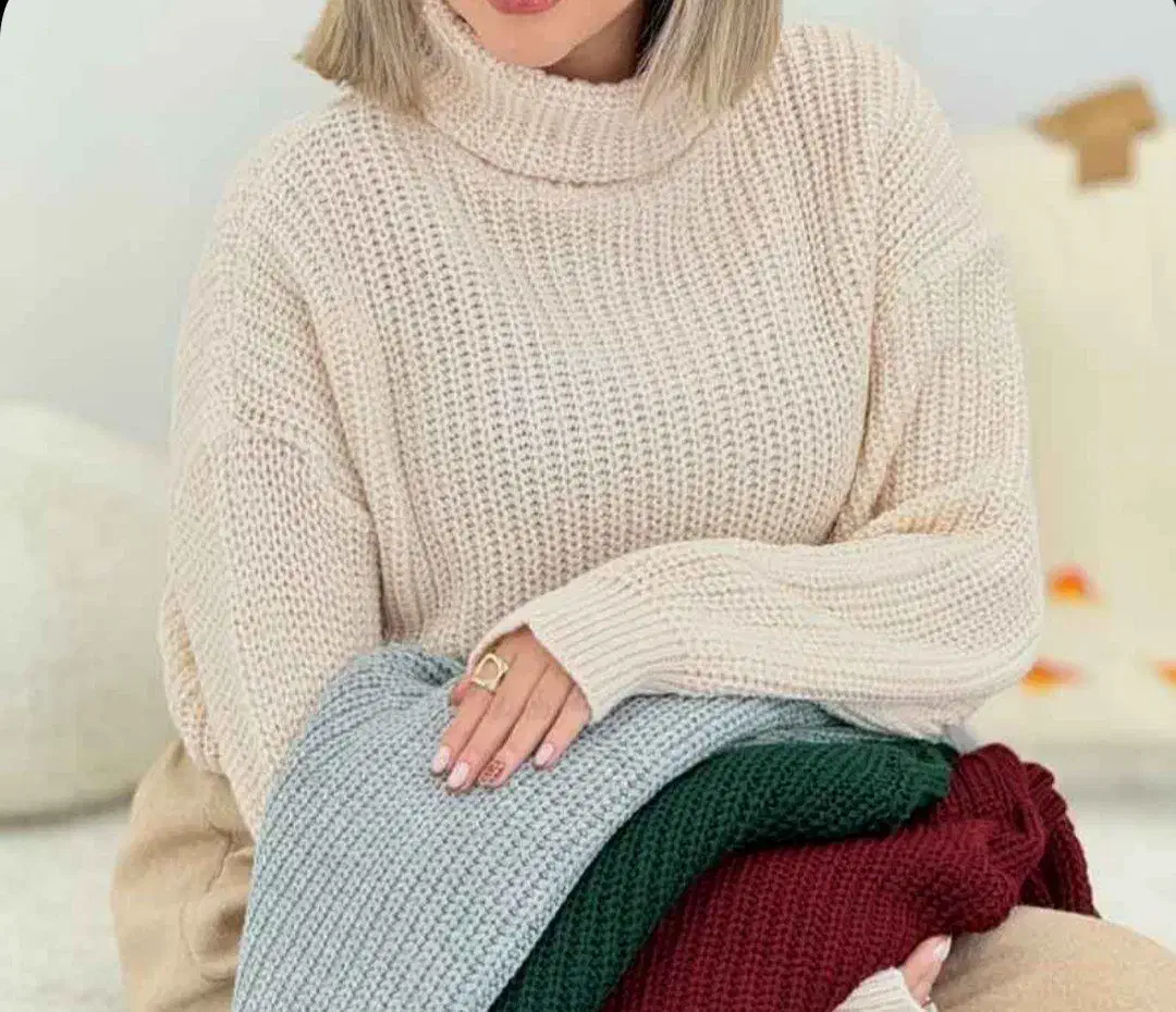 بافت یقه اسکی رنگ استخوانی|لباس|بوکان, |دیوار