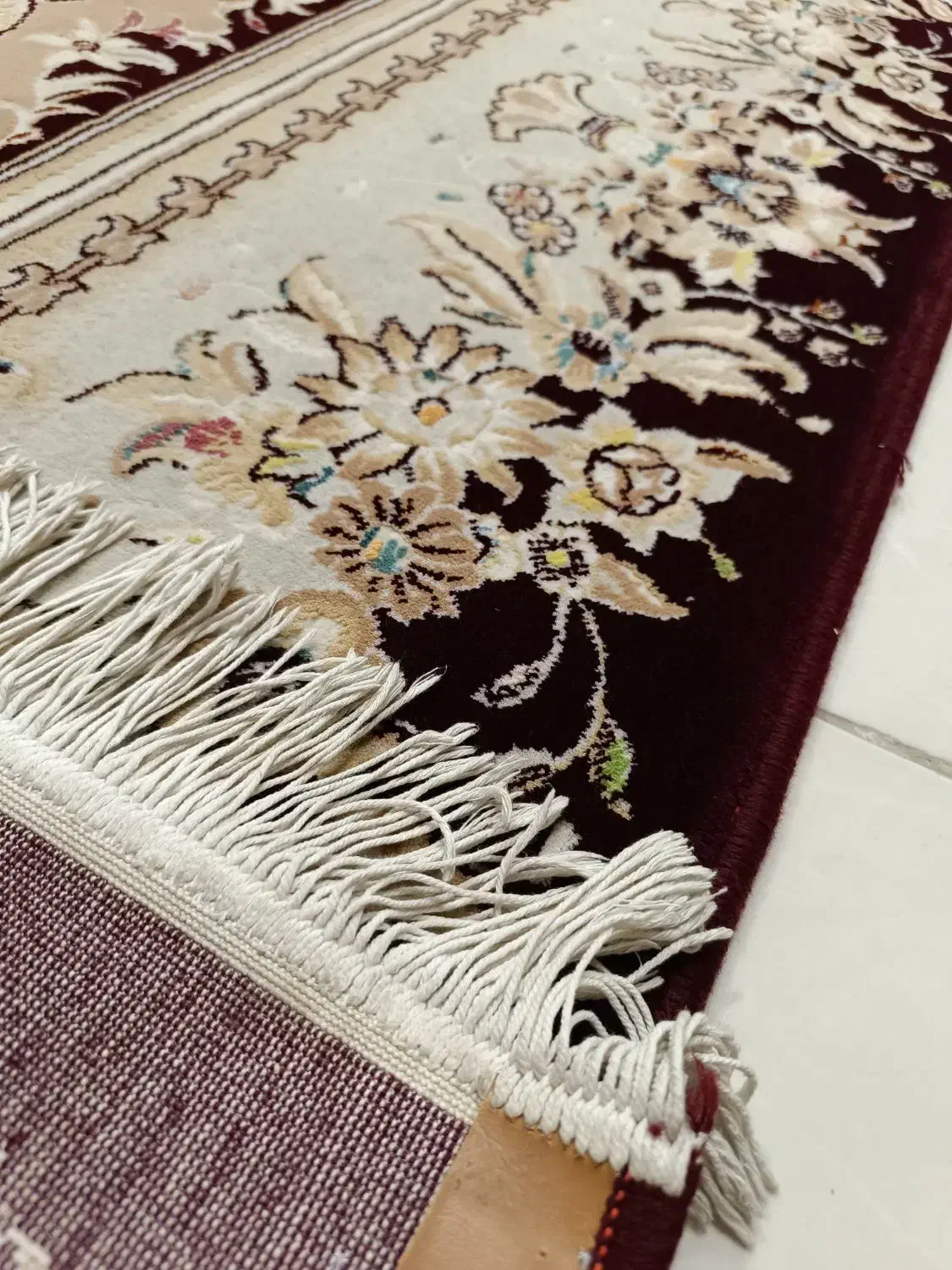 ۲ تخته ۱۲ متری کرم زرشکی جفت|فرش|کرمانشاه, |دیوار