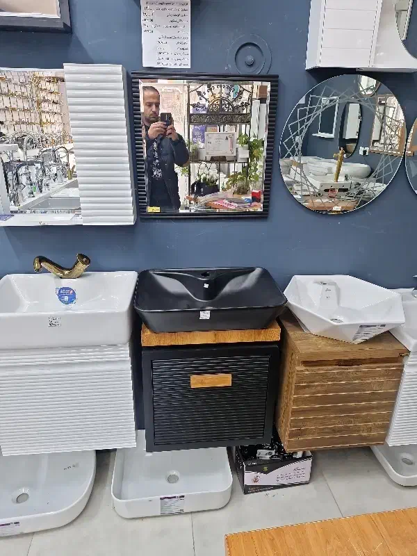 فولست روشویی کابینتی با آینه مشکی بلوطیpvc کد۹۰|لوازم سرویس بهداشتی|پردیس, فاز ۲|دیوار