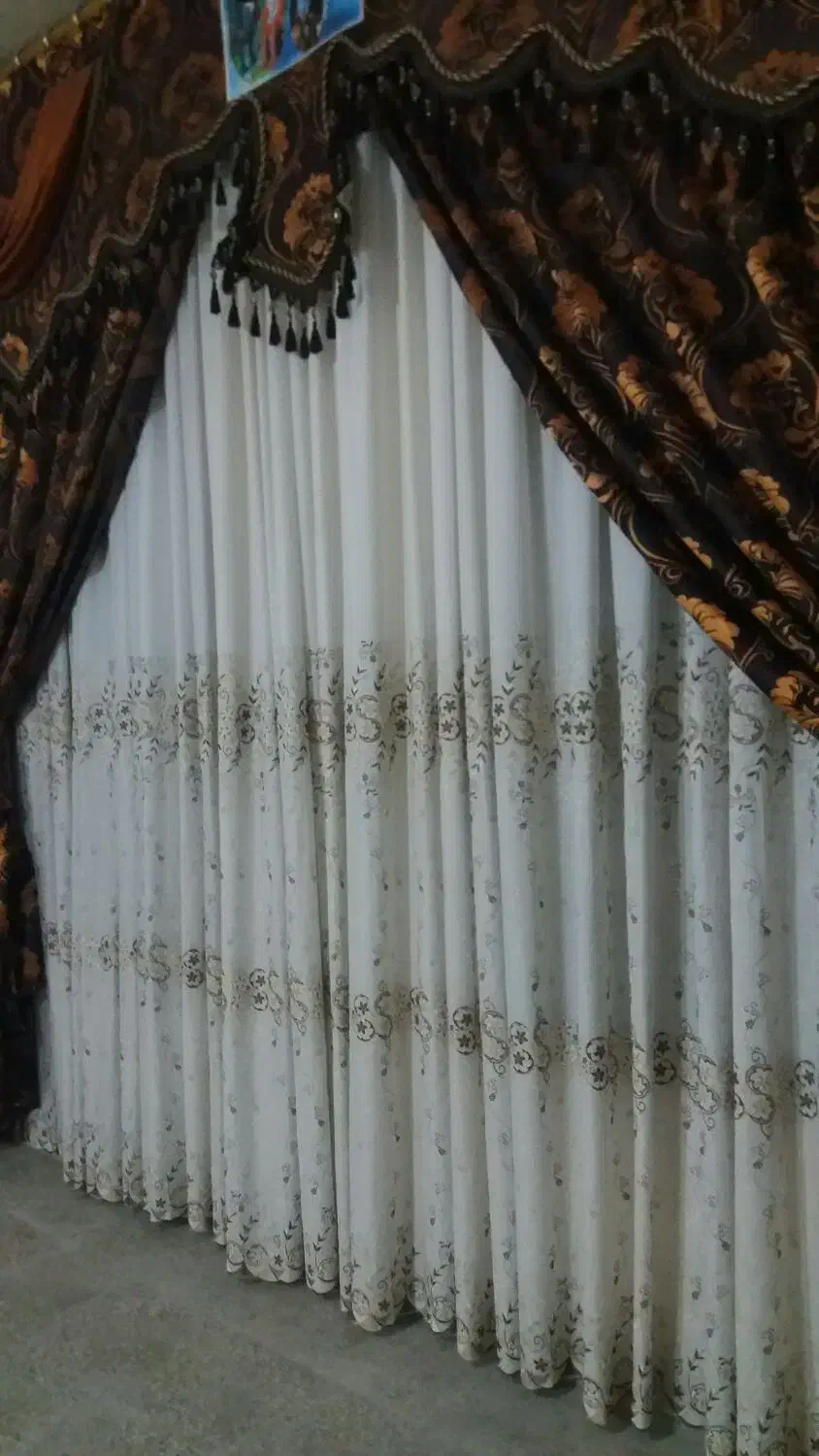 پرده 4متری پذیرایی|پرده، رانر، رومیزی|دهدشت, |دیوار