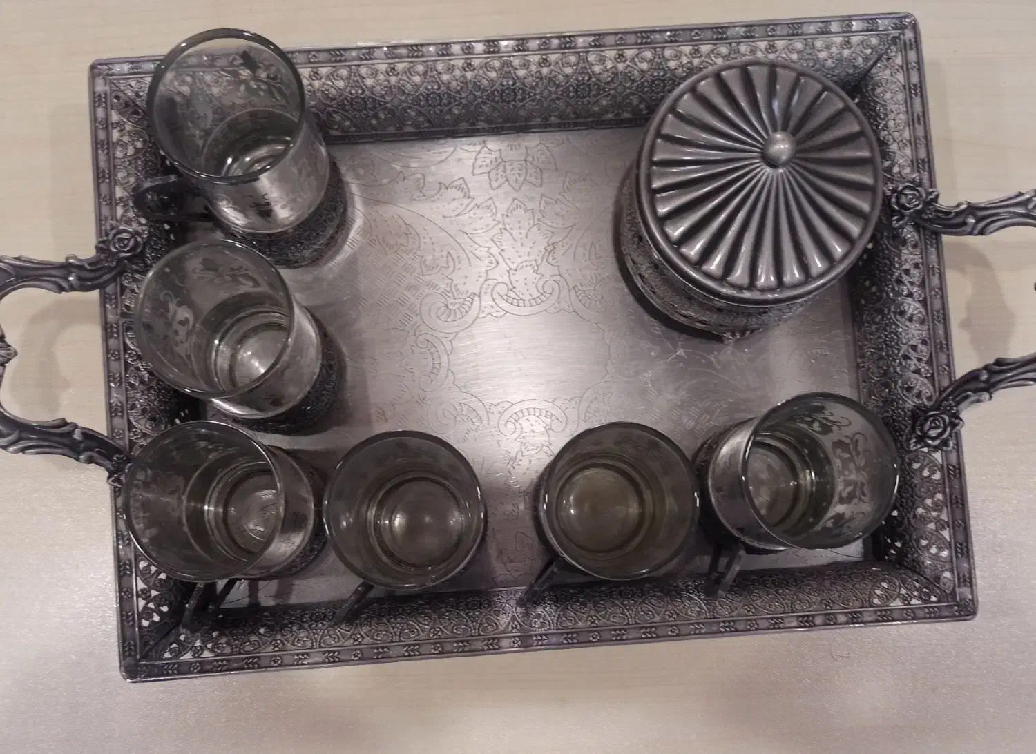 سرویس چای خوری وسینی سیلور|ظروف سرو و پذیرایی|شیراز, شهرک گلدشت حافظ|دیوار