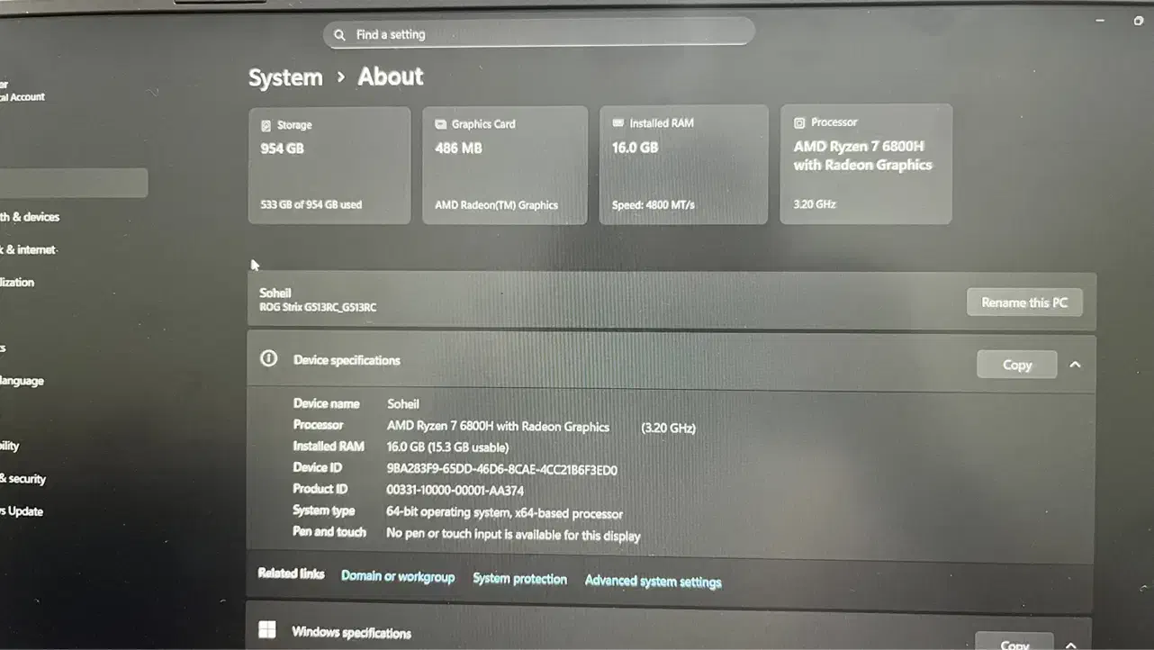 ASUS ROG STRIX R7 16gb(Ddr5) 1tbSSD RTX3050|رایانه همراه|تهران, مدائن|دیوار