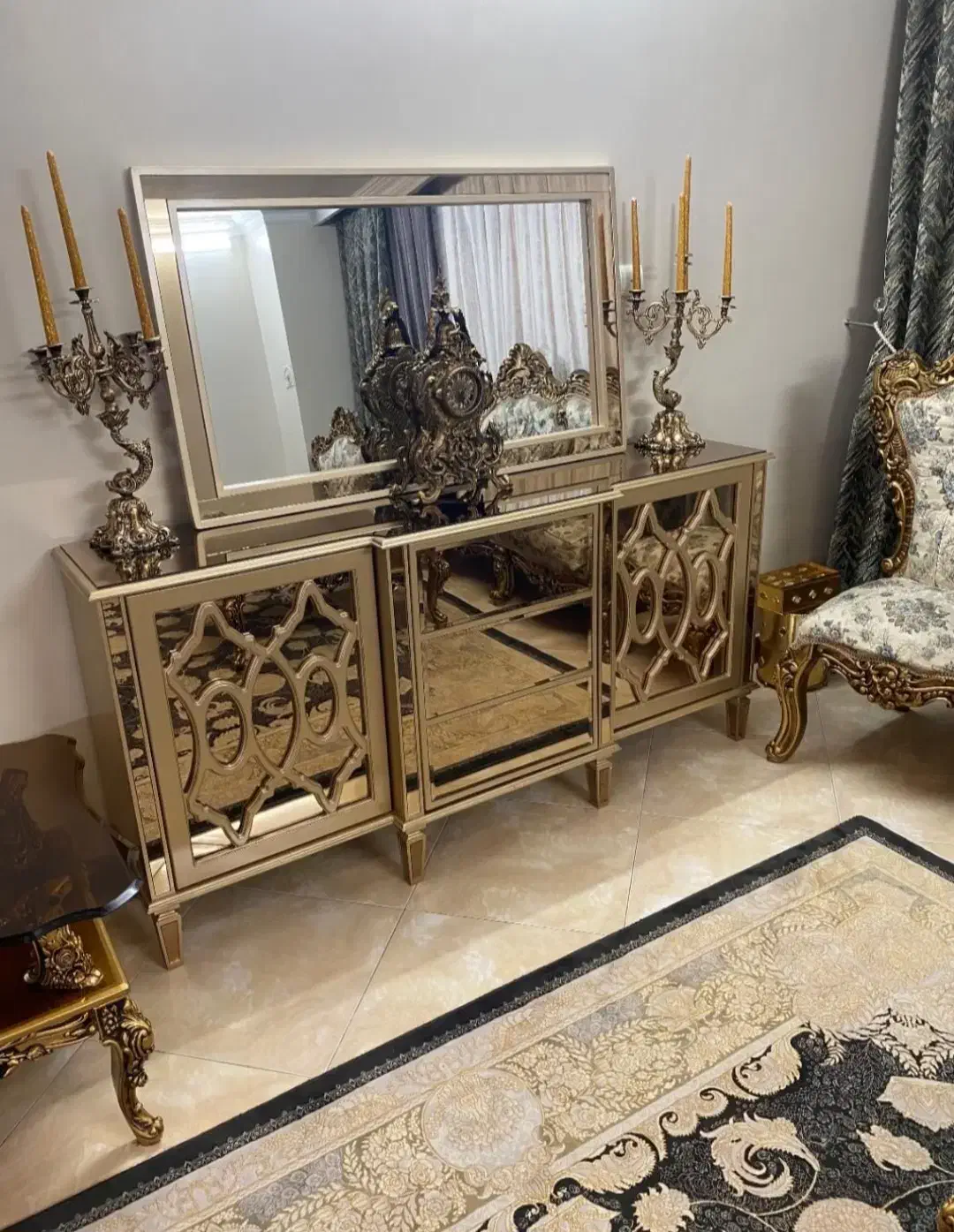 آینه کنسول حصیری بامبو|بوفه، ویترین، کنسول|اردبیل, |دیوار