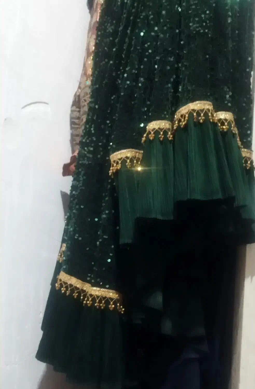 لباس مخمل پولکی سبزلجنی باچین مخمل نونو|لباس|دوگنبدان, |دیوار