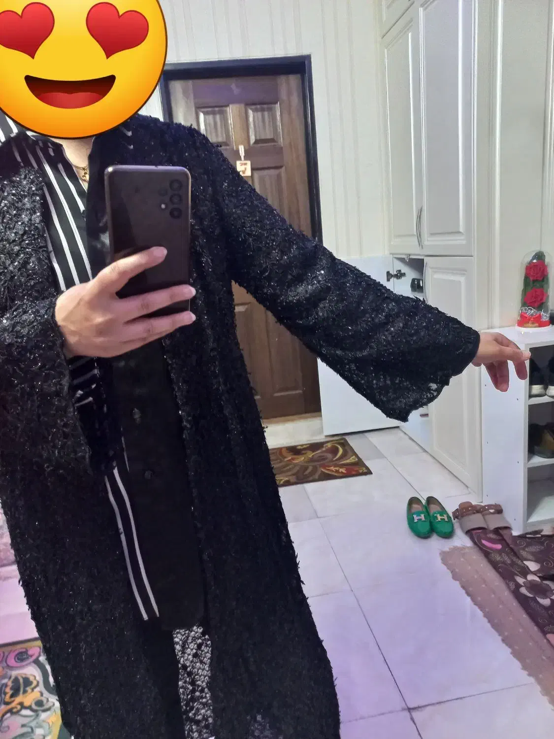 مانتو  مجلسی گل برجسته کاملا مشکی|لباس|کهریزک, |دیوار